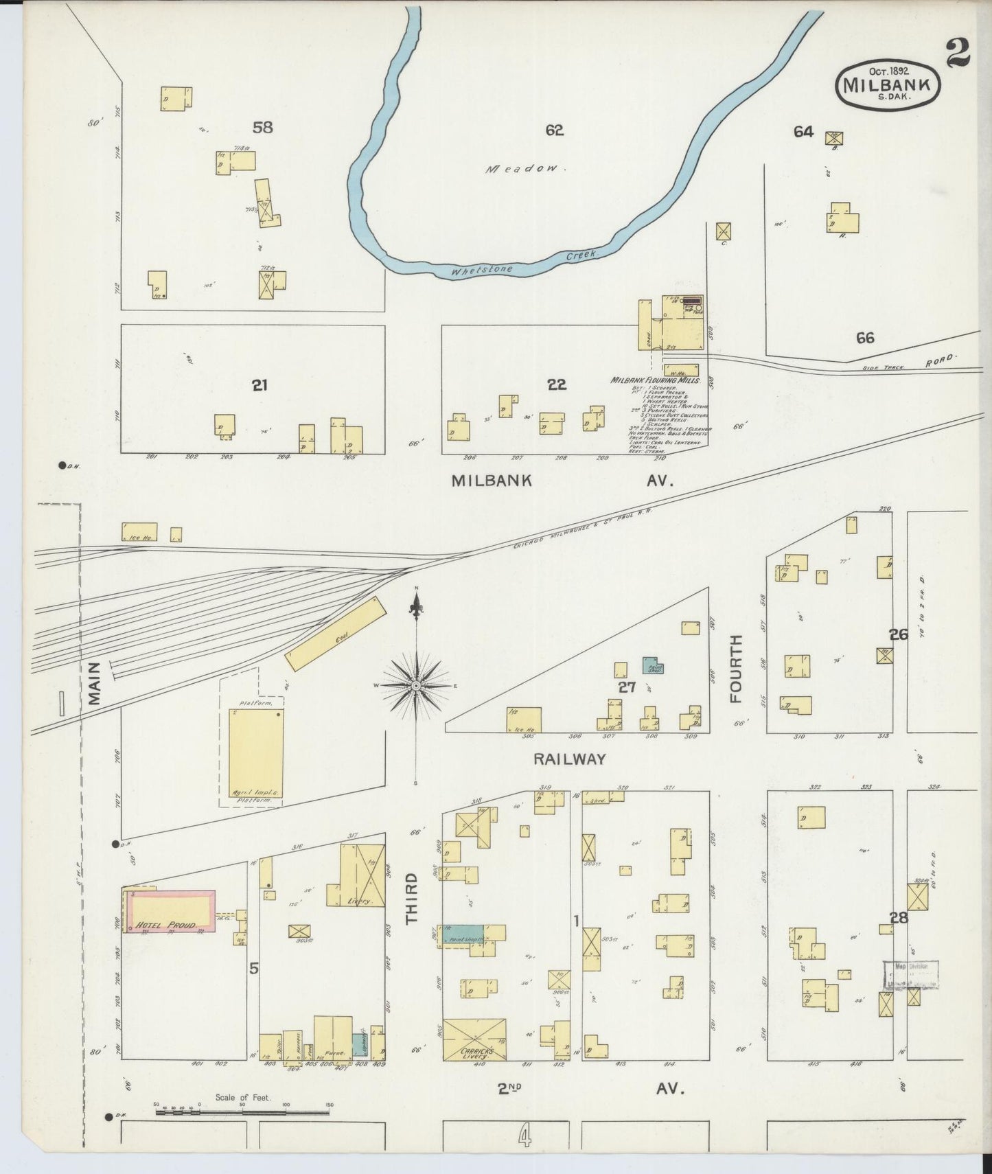 Sanborn Fire Insurance Map from Milbank, Grant County, South Dakota (1892), Sheet #0002 - Historic Sanborn Fire Insurance Map Print, vintage old map wall art, antique decor, genealogy gift, South Dakota South Dakota map