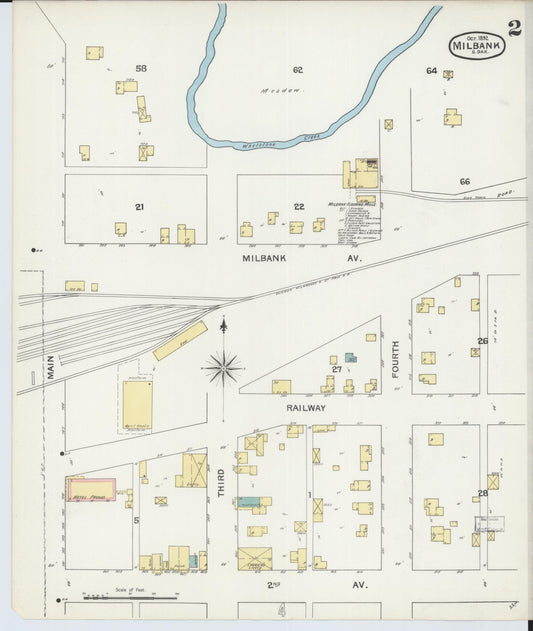 Sanborn Fire Insurance Map from Milbank, Grant County, South Dakota (1892), Sheet #0002 - Historic Sanborn Fire Insurance Map Print, vintage old map wall art, antique decor, genealogy gift, South Dakota South Dakota map