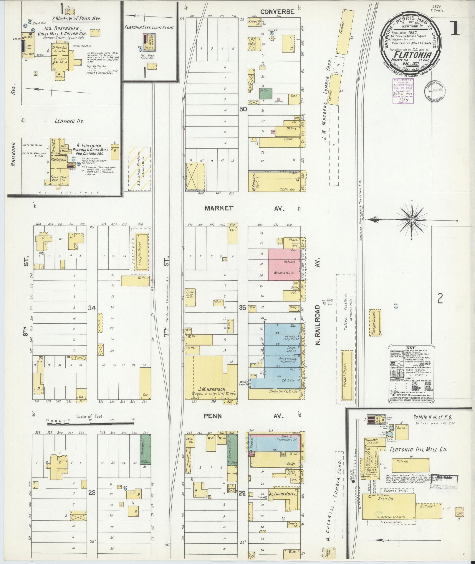 Sanborn Fire Insurance Map from Flatonia, Fayette County, Texas. (1901) – Historic Sanborn Fire Insurance Map Print