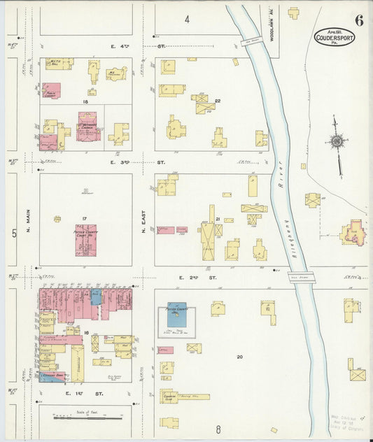 Sanborn Fire Insurance Map from Coudersport, Potter County, Pennsylvania (1911), Sheet #0006 - Historic Sanborn Fire Insurance Map Print, vintage old map wall art, antique decor, genealogy gift, Pennsylvania Pennsylvania map