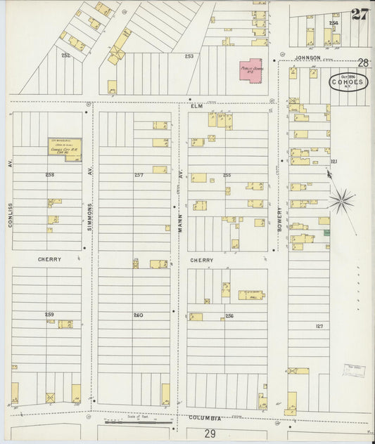 Sanborn Fire Insurance Map from Cohoes, Albany County, New York (1896), Sheet #0027 - Historic Sanborn Fire Insurance Map Print, vintage old map wall art, antique decor, genealogy gift, New York New York map
