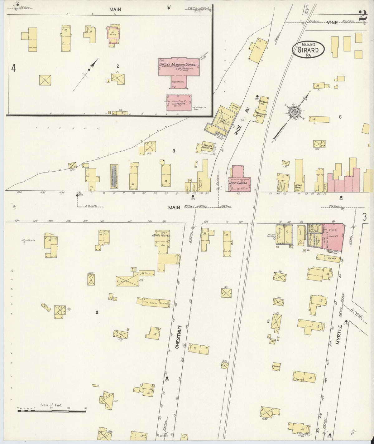 Sanborn Fire Insurance Map from Girard, Erie County, Pennsylvania (1912), Sheet #0002 - Complete Map Set gallery image, historic Sanborn map, vintage wall art, Pennsylvania Pennsylvania