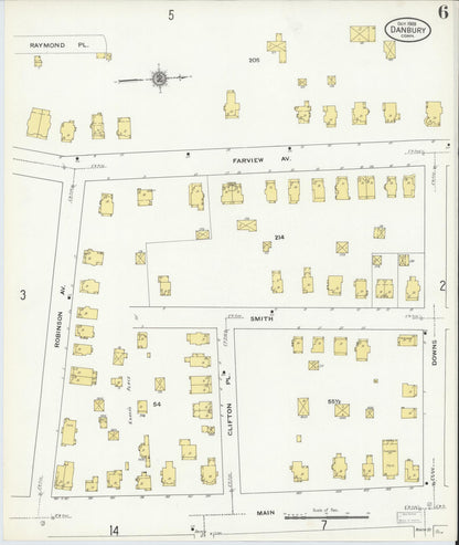 Sanborn Fire Insurance Map from Danbury, Fairfield County, Connecticut (1909), Sheet #0006 - Complete Map Set gallery image, historic Sanborn map, vintage wall art, Connecticut Connecticut