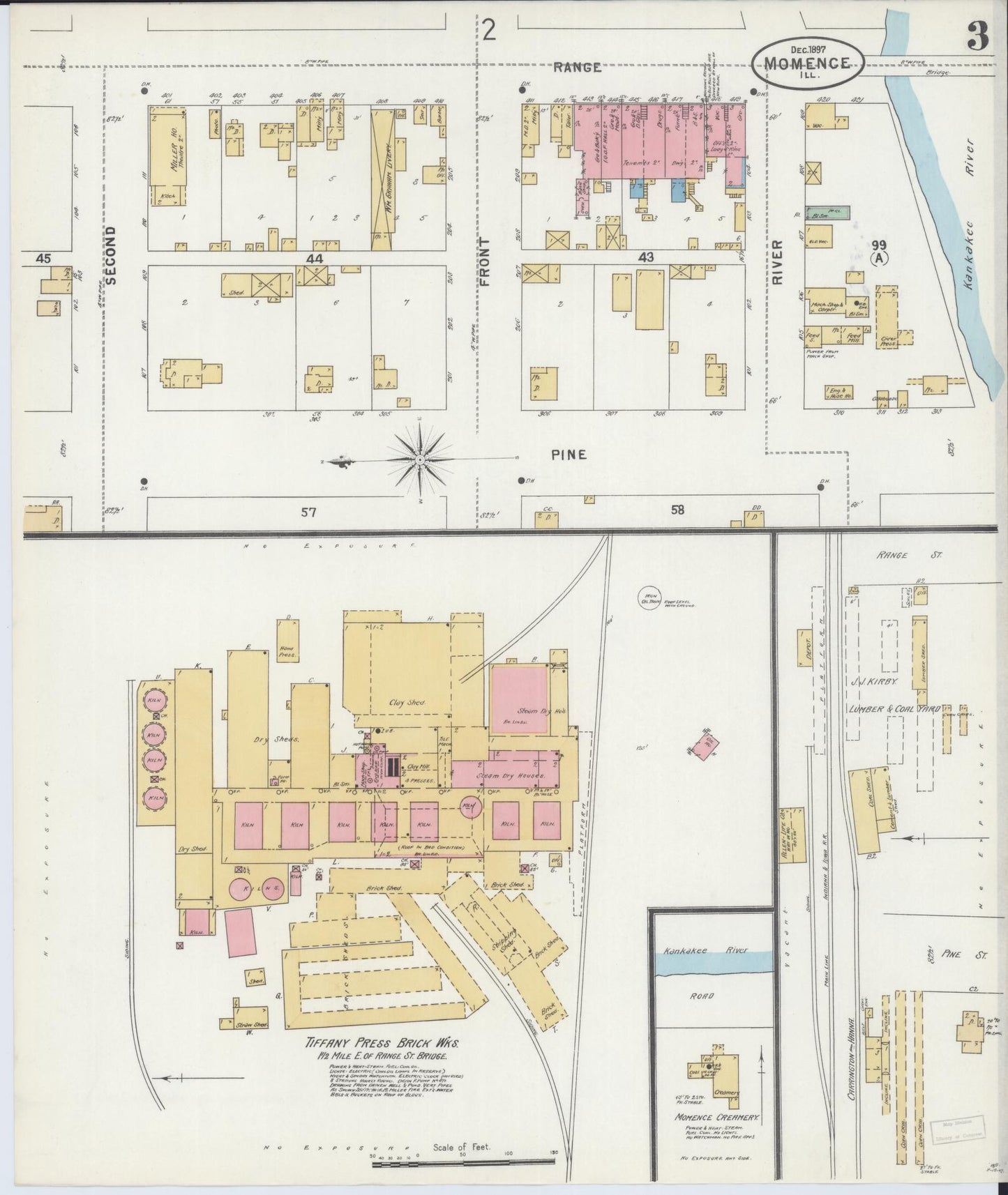 Sanborn Fire Insurance Map from Momence, Kankakee County, Illinois (1897), Sheet #0003 - Historic Sanborn Fire Insurance Map Print, vintage old map wall art, antique decor, genealogy gift, Illinois Illinois map