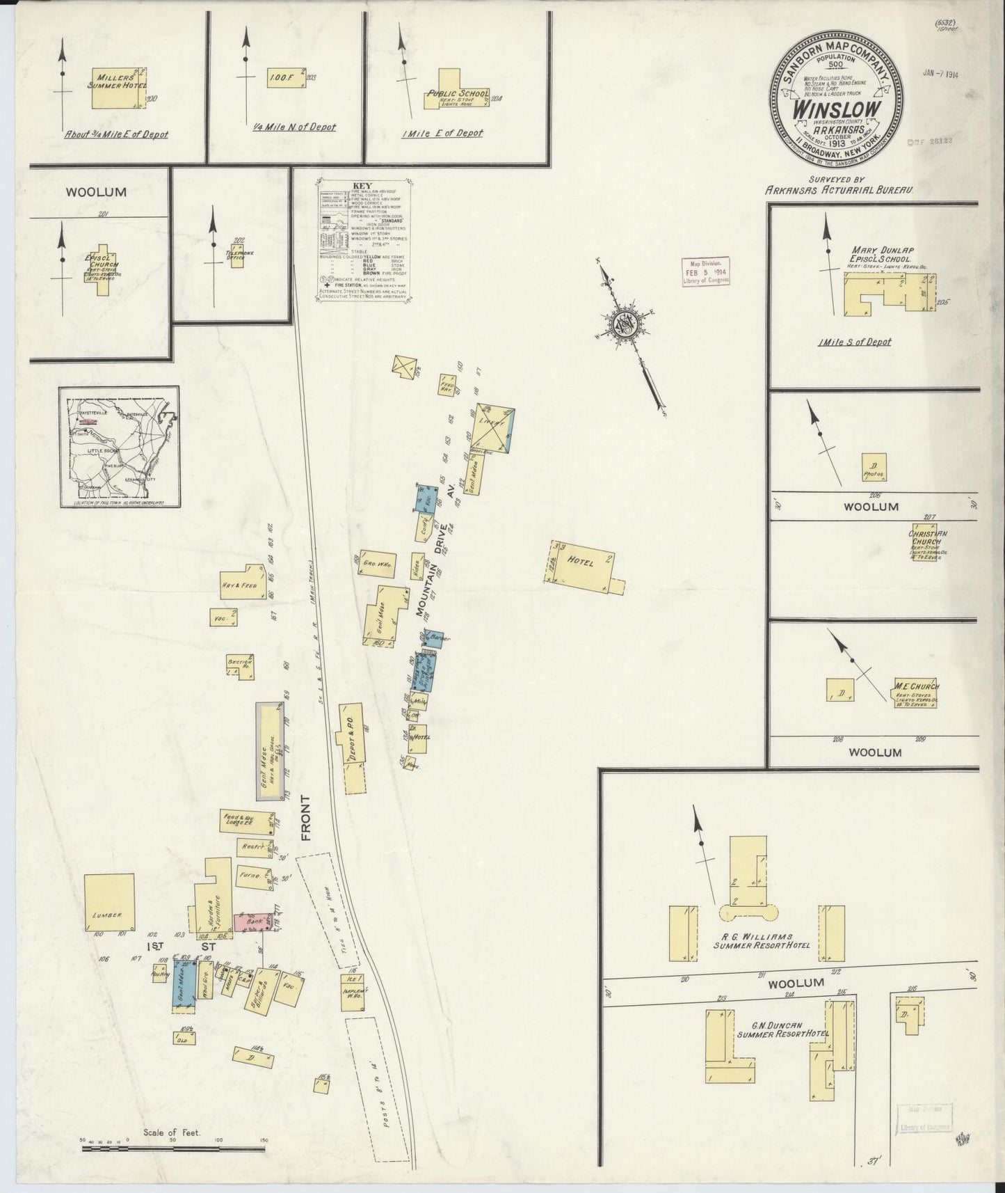 Sanborn Fire Insurance Map from Winslow, Washington County, Arkansas. (1913) – Historic Sanborn Fire Insurance Map Print