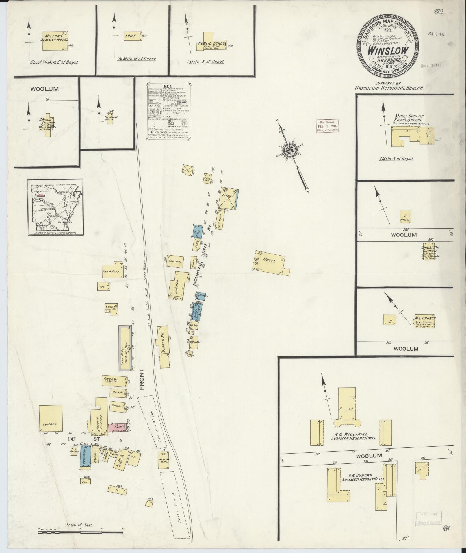 Sanborn Fire Insurance Map from Winslow, Washington County, Arkansas. (1913) – Historic Sanborn Fire Insurance Map Print