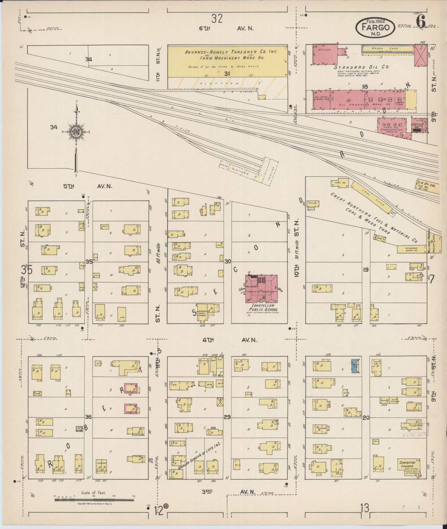 Sanborn Fire Insurance Map from Fargo, Cass County, North Dakota (1922), Sheet #0006 - Complete Map Set gallery image, historic Sanborn map, vintage wall art, North Dakota North Dakota