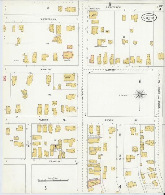 Sanborn Fire Insurance Map from Corry, Erie County, Pennsylvania (1904), Sheet #0007 - Historic Sanborn Fire Insurance Map Print, vintage old map wall art, antique decor, genealogy gift, Pennsylvania Pennsylvania map