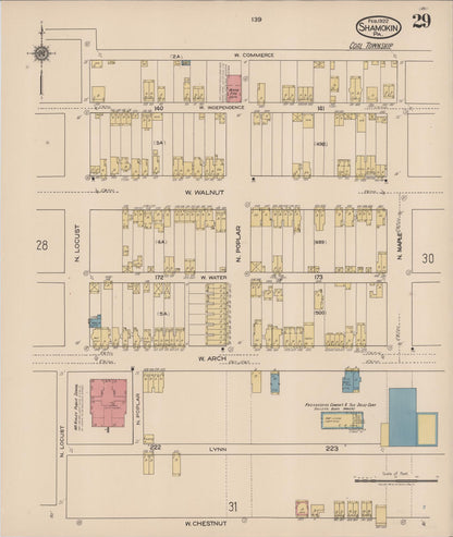 Sanborn Fire Insurance Map from Shamokin, Northumberland County, Pennsylvania (1922), Sheet #0029 - Complete Map Set gallery image, historic Sanborn map, vintage wall art, Pennsylvania Pennsylvania