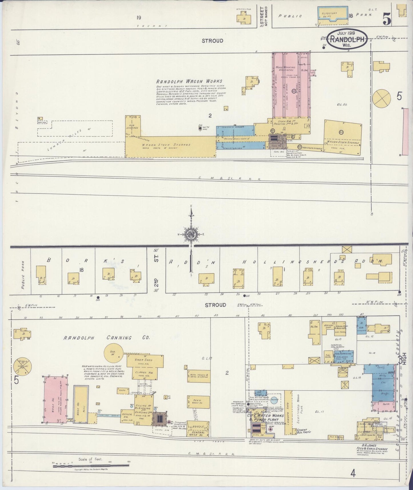 Sanborn Fire Insurance Map from Randolph, Columbia and Dodge Counties, Wisconsin (1919), Sheet #0005 - Complete Map Set gallery image, historic Sanborn map, vintage wall art, Wisconsin Wisconsin