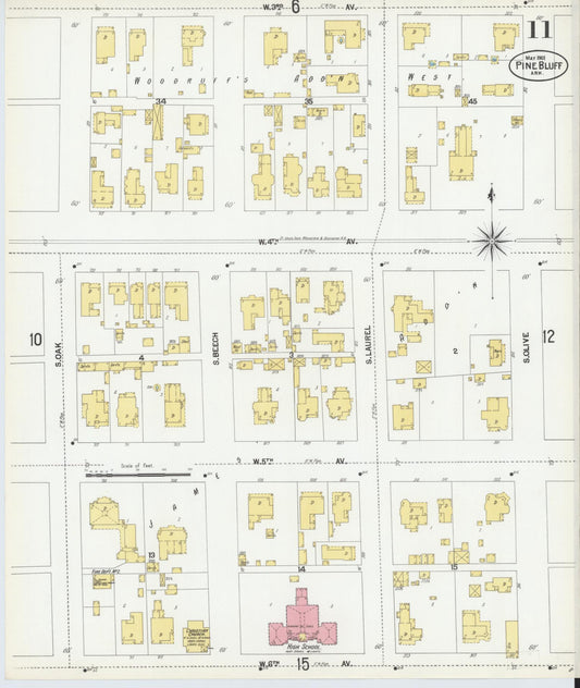 Sanborn Fire Insurance Map from Pine Bluff, Jefferson County, Arkansas (1901), Sheet #0011 - Historic Sanborn Fire Insurance Map Print, vintage old map wall art, antique decor, genealogy gift, Arkansas Arkansas map
