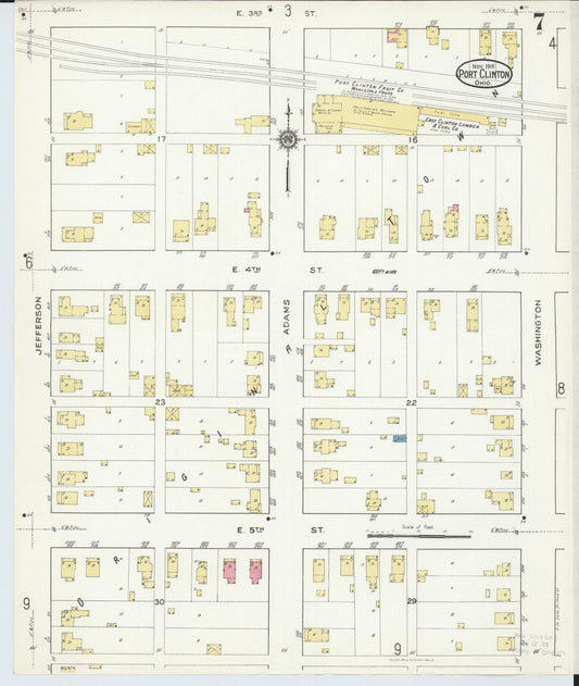Sanborn Fire Insurance Map from Port Clinton, Ottawa County, Ohio (1916), Sheet #0007 - Historic Sanborn Fire Insurance Map Print, vintage old map wall art, antique decor, genealogy gift, Ohio Ohio map