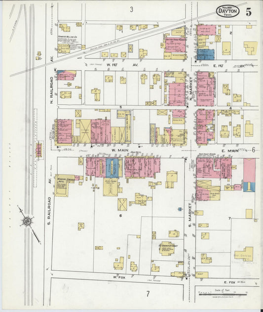 Sanborn Fire Insurance Map from Dayton, Rhea County, Tennessee (1920), Sheet #0005 - Historic Sanborn Fire Insurance Map Print, vintage old map wall art, antique decor, genealogy gift, Tennessee Tennessee map