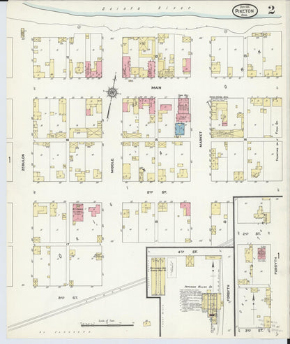 Sanborn Fire Insurance Map from Piketon, Pike County, Ohio (1911), Sheet #0002 - Historic Sanborn Fire Insurance Map Print, vintage old map wall art, antique decor, genealogy gift, Ohio Ohio map