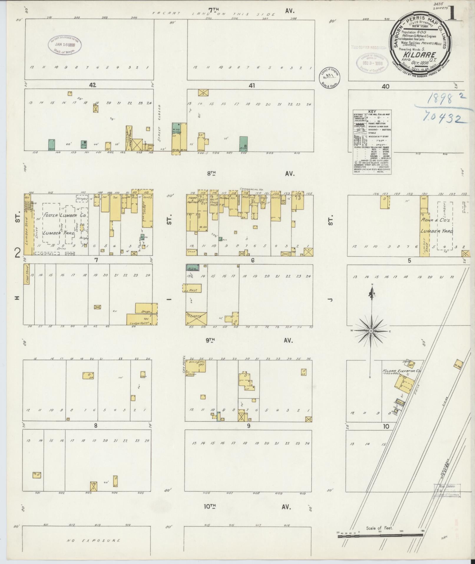Sanborn Fire Insurance Map from Kildare, Kay County, Oklahoma (1898), Sheet #0001 - Historic Sanborn Fire Insurance Map Print, vintage old map wall art, antique decor, genealogy gift, Oklahoma Oklahoma map