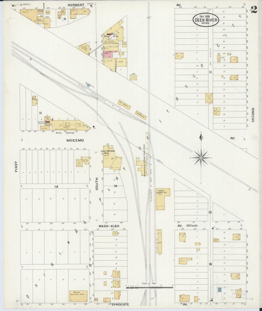 Sanborn Fire Insurance Map from Deer River, Itasca County, Minnesota (1908), Sheet #0002 - Historic Sanborn Fire Insurance Map Print, vintage old map wall art, antique decor, genealogy gift, Minnesota Minnesota map