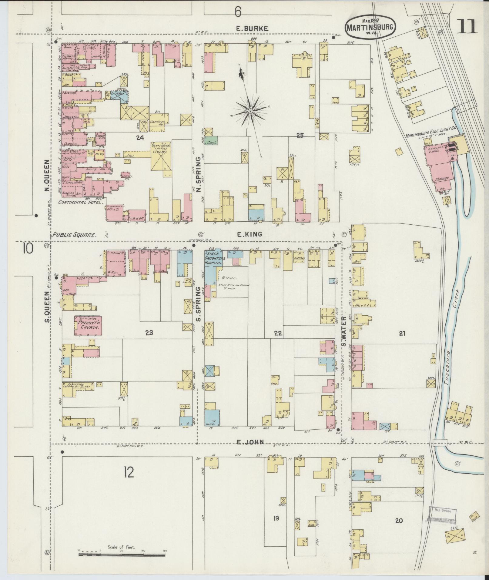 Sanborn Fire Insurance Map from Martinsburg, Berkeley County, West Virginia (1897), Sheet #0011 - Complete Map Set gallery image, historic Sanborn map, vintage wall art, West Virginia West Virginia