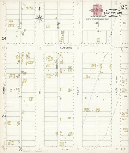 Sanborn Fire Insurance Map from New Whatcom, Whatcom County, Washington (1897), Sheet #0025 - Complete Map Set gallery image, historic Sanborn map, vintage wall art, Washington Washington