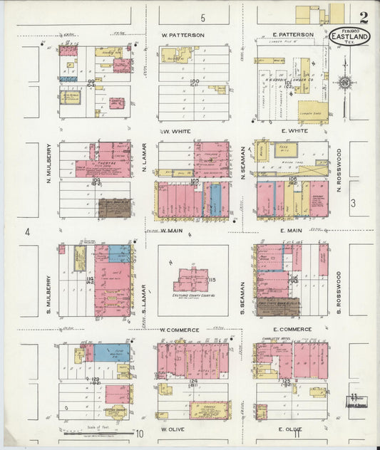 Sanborn Fire Insurance Map from Eastland, Eastland County, Texas (1920), Sheet #0002 - Historic Sanborn Fire Insurance Map Print, vintage old map wall art, antique decor, genealogy gift, Texas Texas map