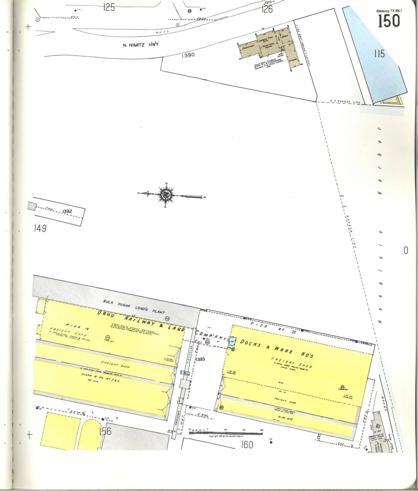 Sanborn Fire Insurance Map from Honolulu, Oahu County, Hawaii (1955), Sheet #0150 - Historic Sanborn Fire Insurance Map Print