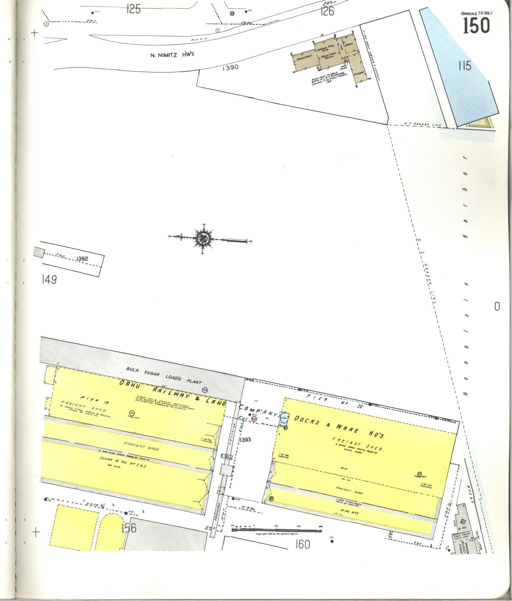 Sanborn Fire Insurance Map from Honolulu, Oahu County, Hawaii (1955), Sheet #0150 - Historic Sanborn Fire Insurance Map Print