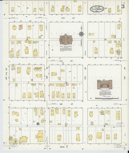 Sanborn Fire Insurance Map from Ellendale, Dickey County, North Dakota (1919), Sheet #0003 - Complete Map Set gallery image, historic Sanborn map, vintage wall art, North Dakota North Dakota