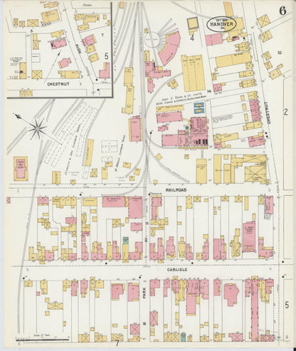 Sanborn Fire Insurance Map from Hanover, York County, Pennsylvania (1902), Sheet #0006 - Historic Sanborn Fire Insurance Map Print, vintage old map wall art, antique decor, genealogy gift, Pennsylvania Pennsylvania map