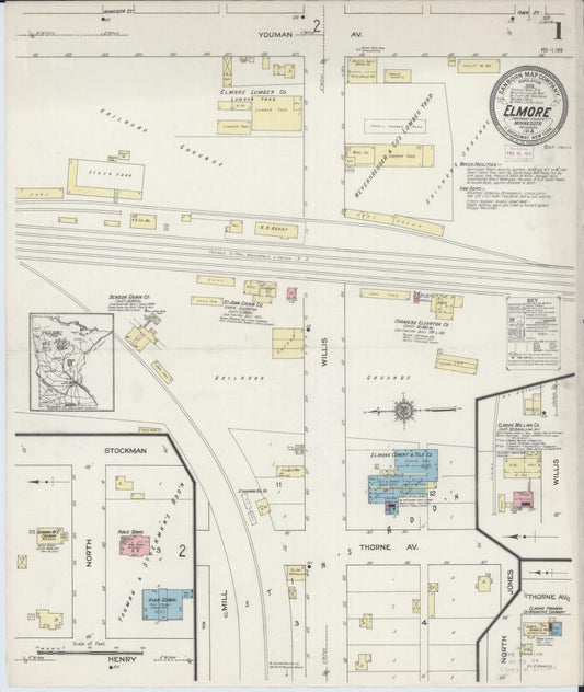 Sanborn Fire Insurance Map from Elmore, Faribault County, Minnesota. (1914) – Map View