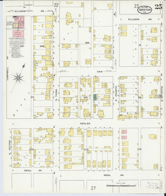 Sanborn Fire Insurance Map from Ironton, Lawrence County, Ohio (1909), Sheet #0025 - Historic Sanborn Fire Insurance Map Print, vintage old map wall art, antique decor, genealogy gift, Ohio Ohio map