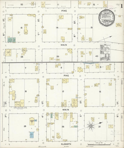 Sanborn Fire Insurance Map from Linkville, Klamath County, Oregon (1890), Sheet #0001 - Complete Map Set gallery image, historic Sanborn map, vintage wall art, Oregon Oregon