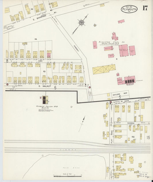 Sanborn Fire Insurance Map from Plymouth, Luzerne County, Pennsylvania (1912), Sheet #0017 - Historic Sanborn Fire Insurance Map Print, vintage old map wall art, antique decor, genealogy gift, Pennsylvania Pennsylvania map