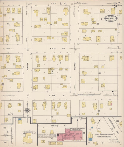 Sanborn Fire Insurance Map from Northfield, Rice County, Minnesota (1922), Sheet #0009 - Complete Map Set gallery image, historic Sanborn map, vintage wall art, Minnesota Minnesota