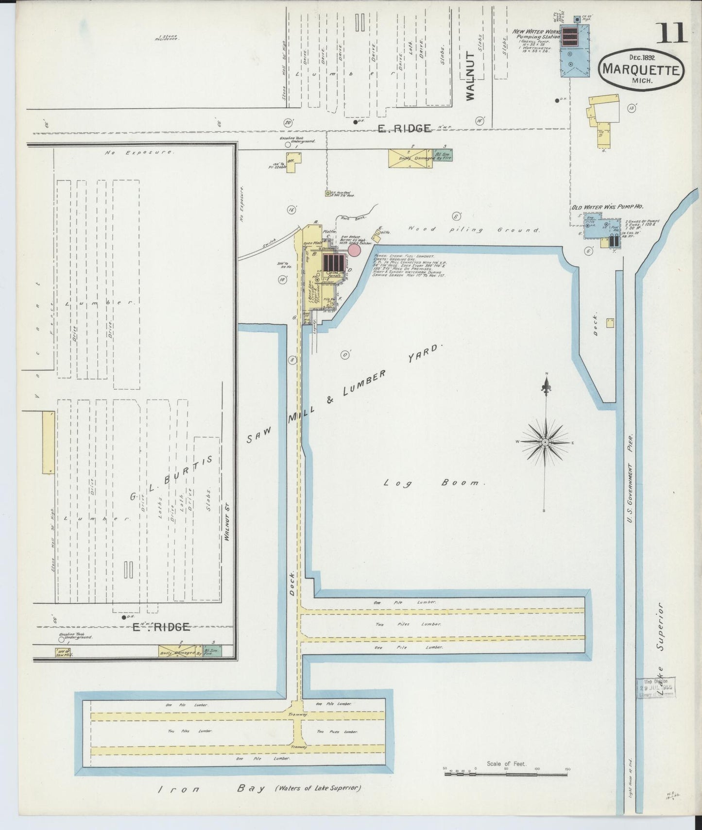 Sanborn Fire Insurance Map from Marquette, Marquette County, Michigan (1892), Sheet #0011 - Historic Sanborn Fire Insurance Map Print, vintage old map wall art, antique decor, genealogy gift, Michigan Michigan map