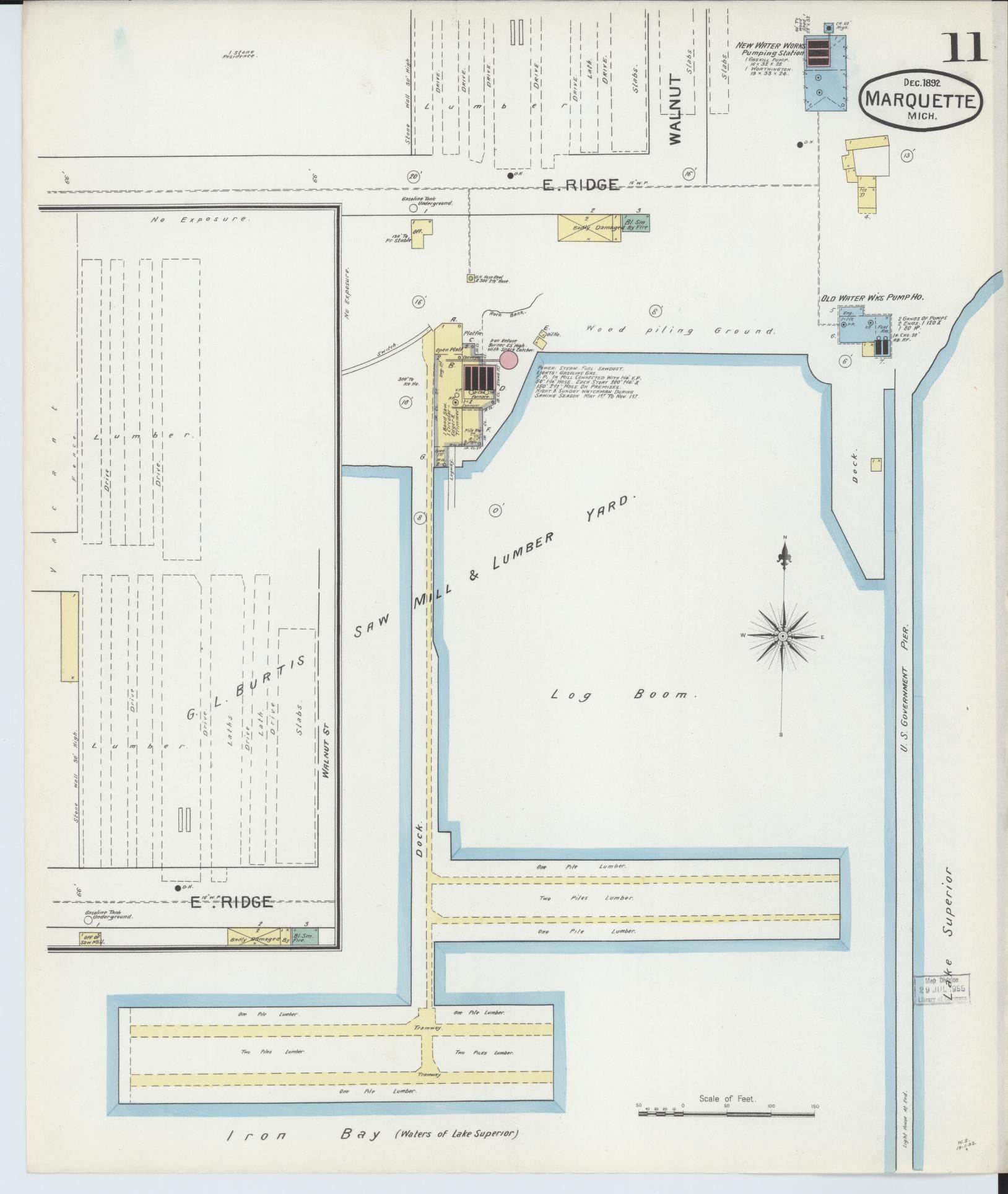 Sanborn Fire Insurance Map from Marquette, Marquette County, Michigan (1892), Sheet #0011 - Historic Sanborn Fire Insurance Map Print, vintage old map wall art, antique decor, genealogy gift, Michigan Michigan map