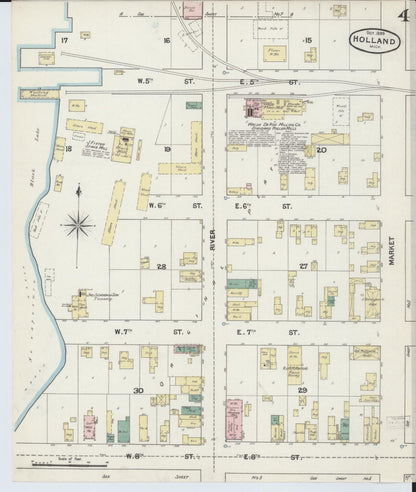 Sanborn Fire Insurance Map from Holland, Ottawa County, Michigan (1889), Sheet #0004 - Complete Map Set gallery image, historic Sanborn map, vintage wall art, Michigan Michigan