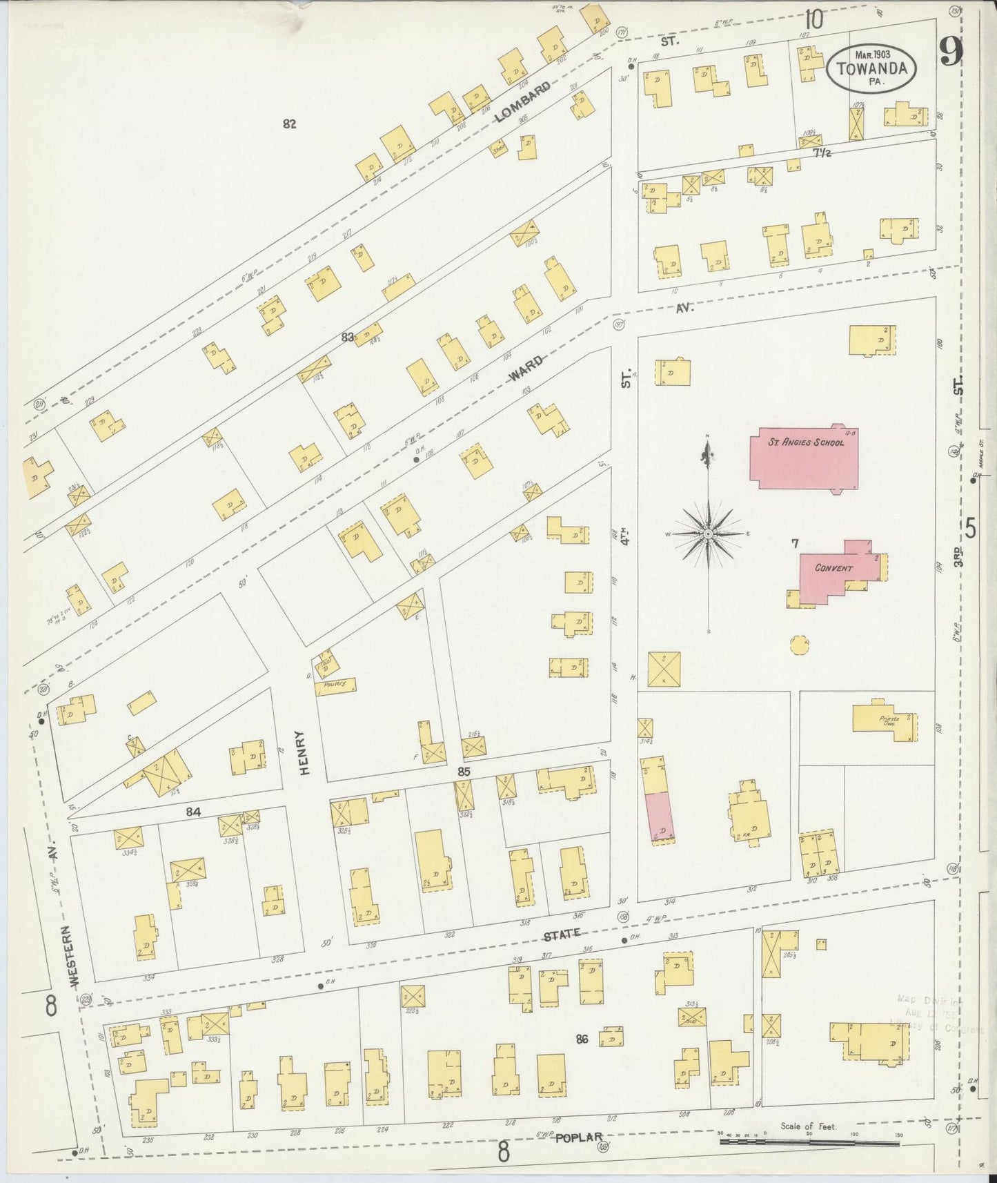 Sanborn Fire Insurance Map from Towanda, Bradford County, Pennsylvania (1903), Sheet #0009 - Complete Map Set gallery image, historic Sanborn map, vintage wall art, Pennsylvania Pennsylvania