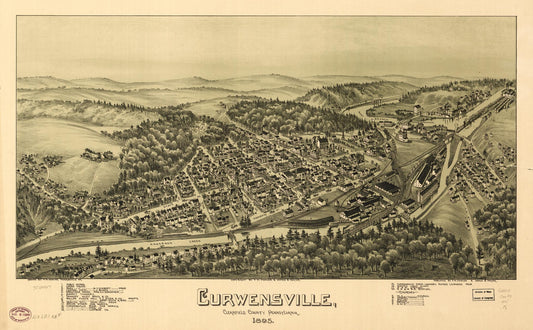 Curwensville, Clearfield County, Pennsylvania 1895. (1895) – Historic Bird’s-Eye View Panorama Print