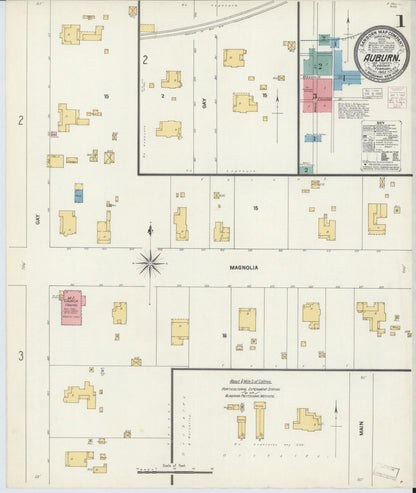Sanborn Fire Insurance Map from Auburn, Lee County, Alabama (1903), Sheet #0001 - Complete Map Set gallery image, historic Sanborn map, vintage wall art, Alabama Alabama