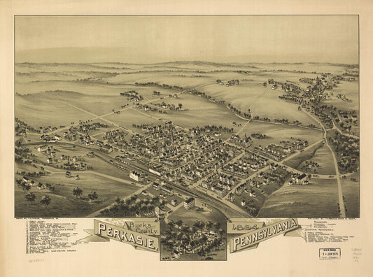 Perkasie, Pennsylvania, Bucks County, 1894. (1894) – Historic Bird’s-Eye View Panorama Print