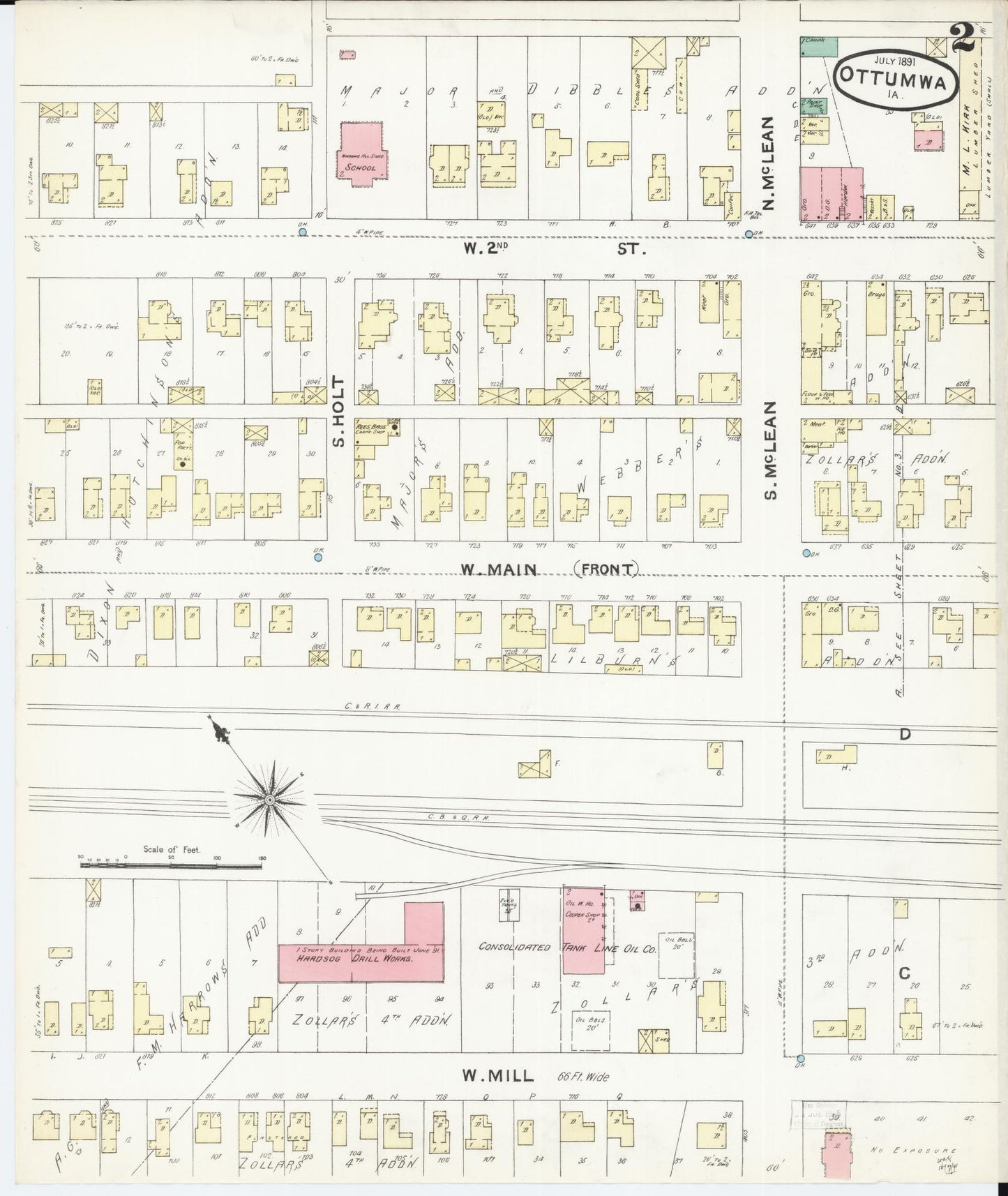 Sanborn Fire Insurance Map from Ottumwa, Wapello County, Iowa (1891), Sheet #0002 - Historic Sanborn Fire Insurance Map Print
