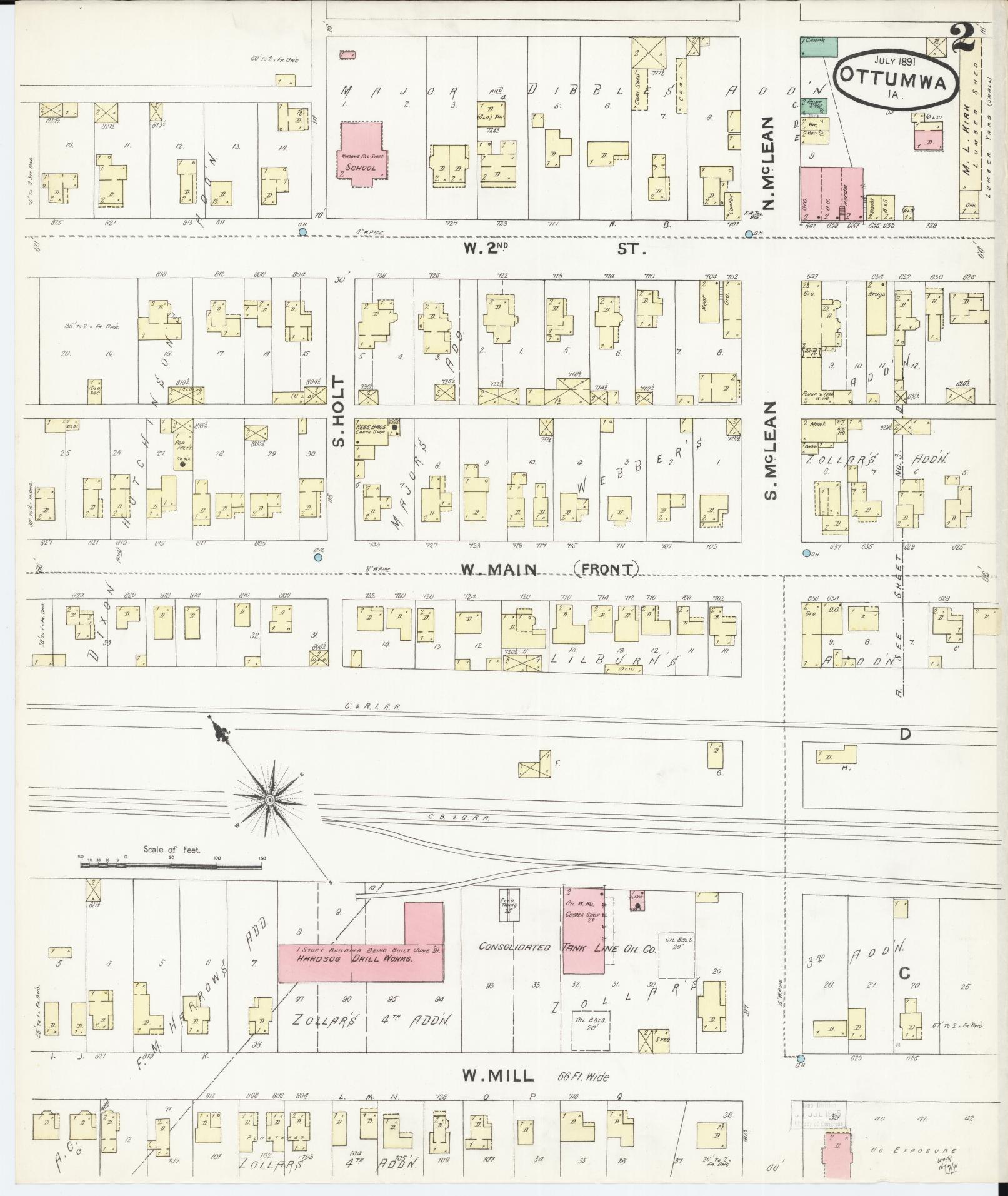 Sanborn Fire Insurance Map from Ottumwa, Wapello County, Iowa (1891), Sheet #0002 - Historic Sanborn Fire Insurance Map Print