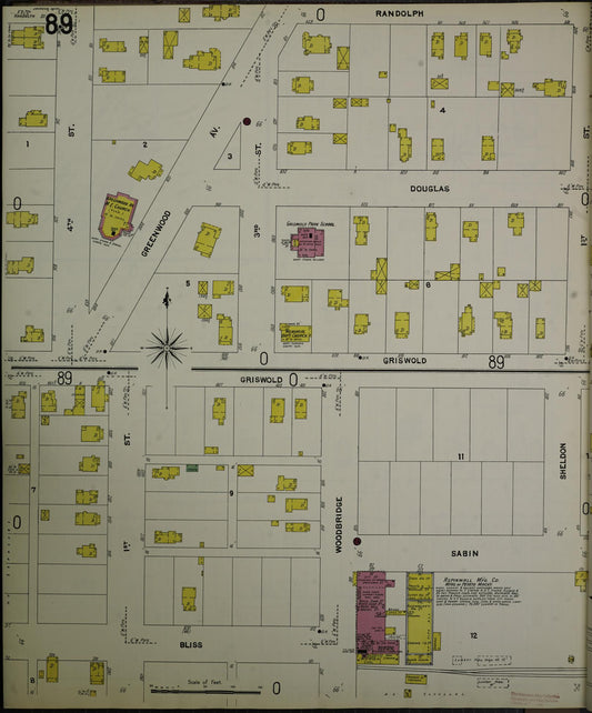Sanborn Fire Insurance Map from Jackson, Jackson County, Michigan (1907), Sheet #0089 - Historic Sanborn Fire Insurance Map Print, vintage old map wall art, antique decor, genealogy gift, Michigan Michigan map