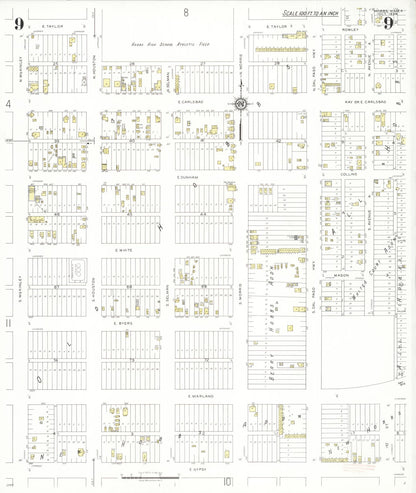 Sanborn Fire Insurance Map from Hobbs, Lea County, New Mexico (1938), Sheet #0009 - Complete Map Set gallery image, historic Sanborn map, vintage wall art, New Mexico New Mexico