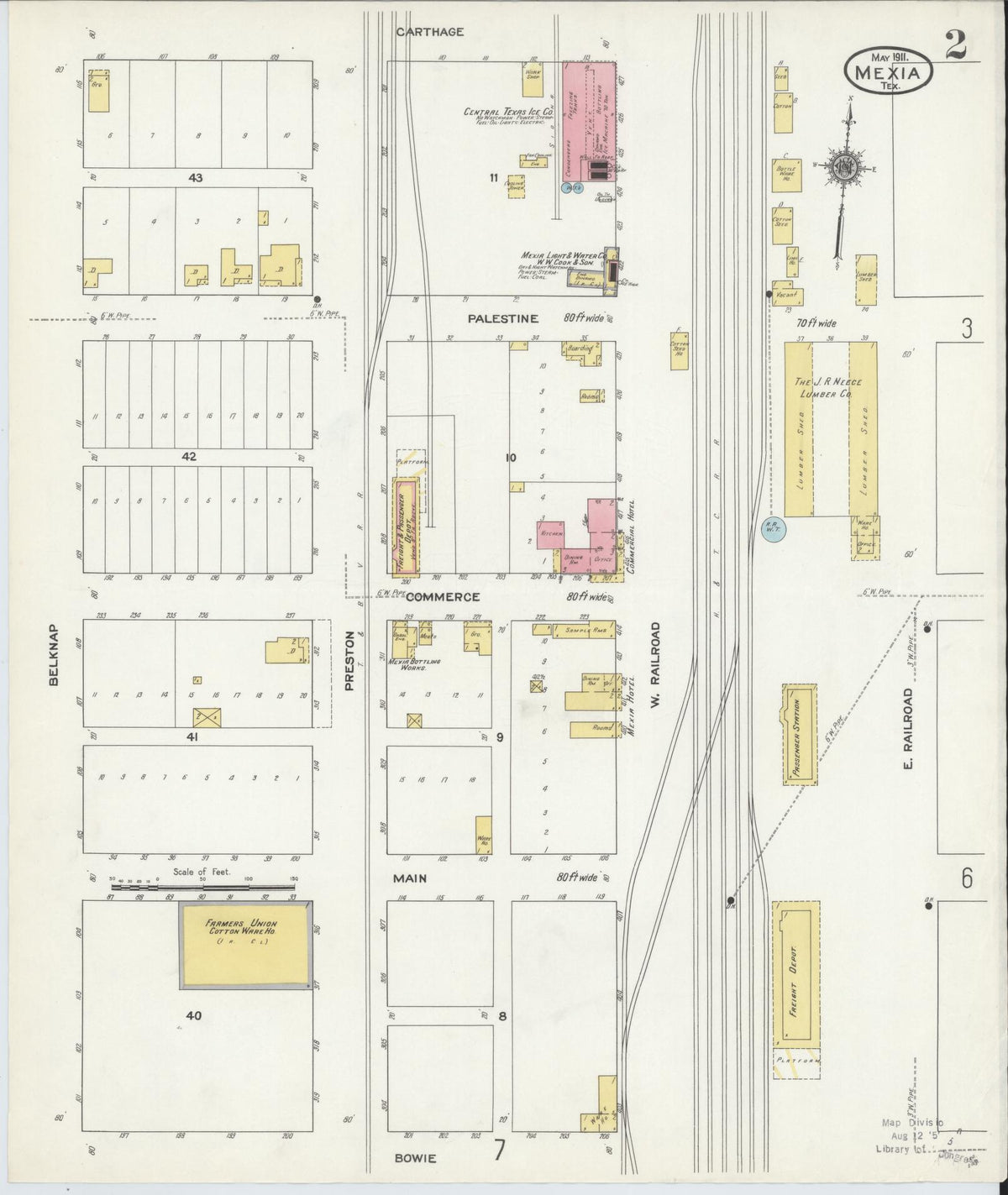 Sanborn Fire Insurance Map from Mexia, Limestone County, Texas (1911), Sheet #0002 - Complete Map Set gallery image, historic Sanborn map, vintage wall art, Texas Texas