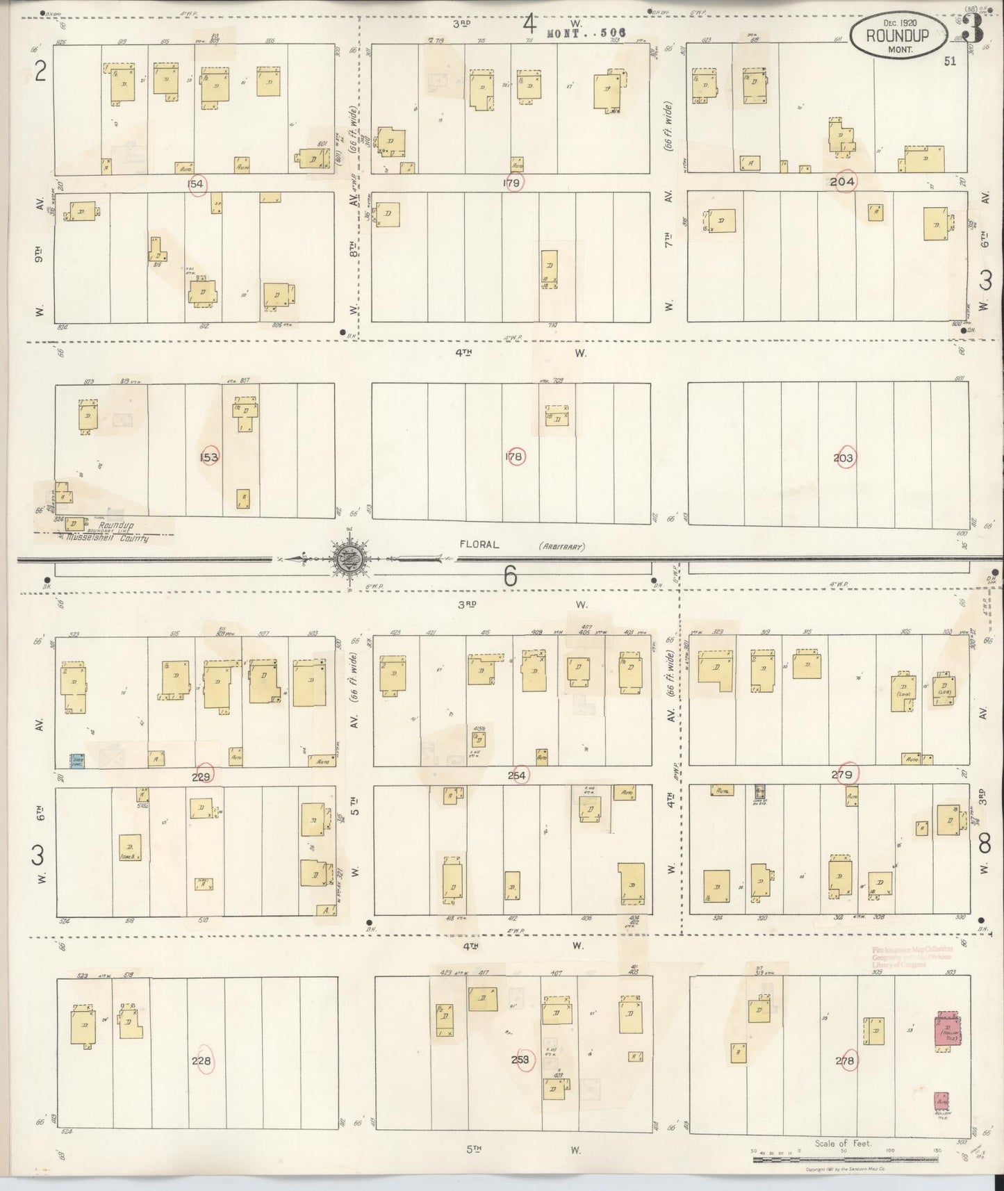 Sanborn Fire Insurance Map from Roundup, Musselshell County, Montana (1944), Sheet #0003 - Complete Map Set gallery image, historic Sanborn map, vintage wall art, Montana Montana