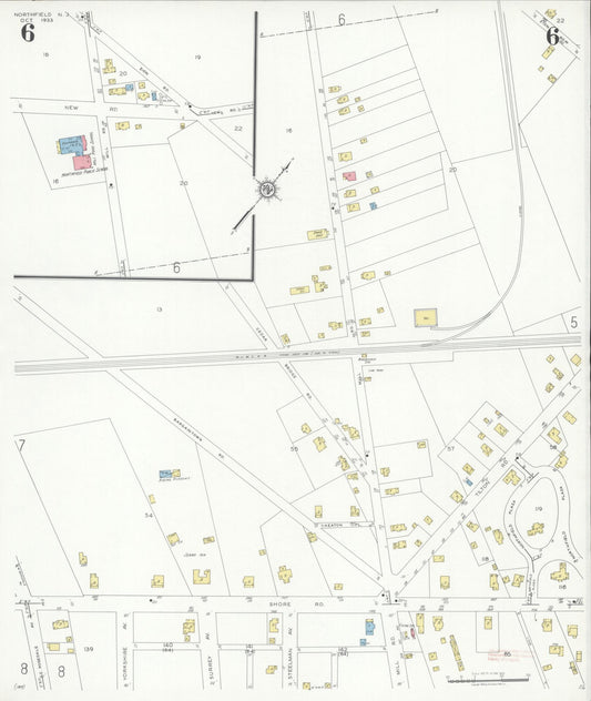 Sanborn Fire Insurance Map from Northfield, Atlantic County, New Jersey (1933), Sheet #0006 - Historic Sanborn Fire Insurance Map Print, vintage old map wall art, antique decor, genealogy gift, New Jersey New Jersey map