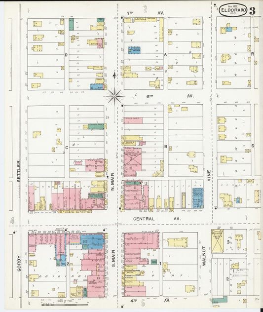 Sanborn Fire Insurance Map from El Dorado, Butler County, Kansas (1892), Sheet #0003 - Historic Sanborn Fire Insurance Map Print, vintage old map wall art, antique decor, genealogy gift, Kansas Kansas map