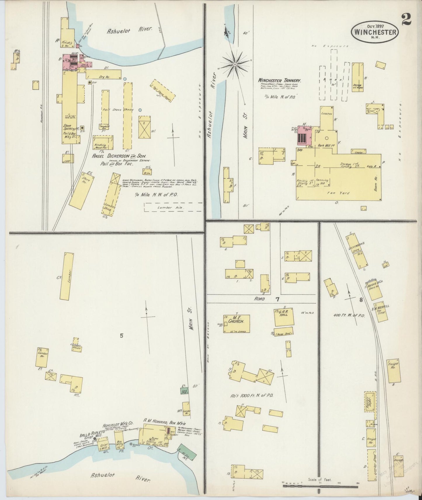 Sanborn Fire Insurance Map from Winchester, Cheshire County, New Hampshire (1897), Sheet #0002 - Complete Map Set gallery image, historic Sanborn map, vintage wall art, New Hampshire New Hampshire