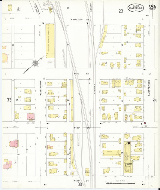Sanborn Fire Insurance Map from Waterloo, Black Hawk County, Iowa (1910), Sheet #0029 - Historic Sanborn Fire Insurance Map Print, vintage old map wall art