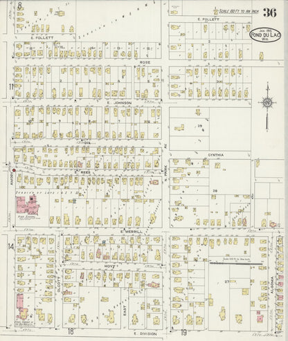 Sanborn Fire Insurance Map from Fond du Lac, Fond du Lac County, Wisconsin (1915), Sheet #0036 - Historic Sanborn Fire Insurance Map Print, vintage old map wall art, antique decor, genealogy gift, Wisconsin Wisconsin map